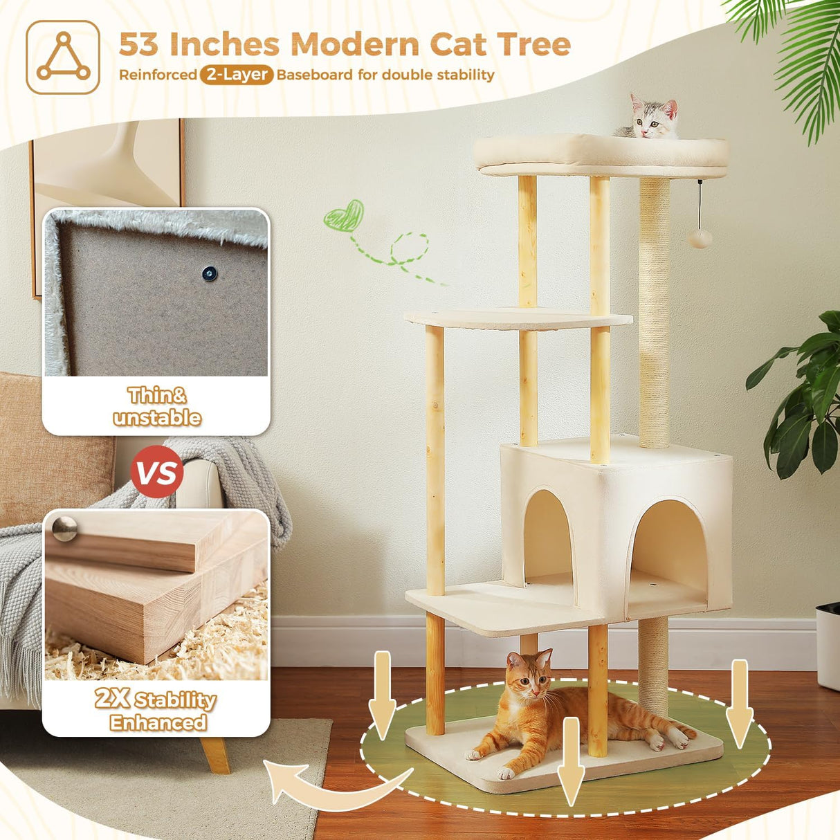 Árbol para Gatos PAWZ Road, 53 Madera, Rascadores, Modelo