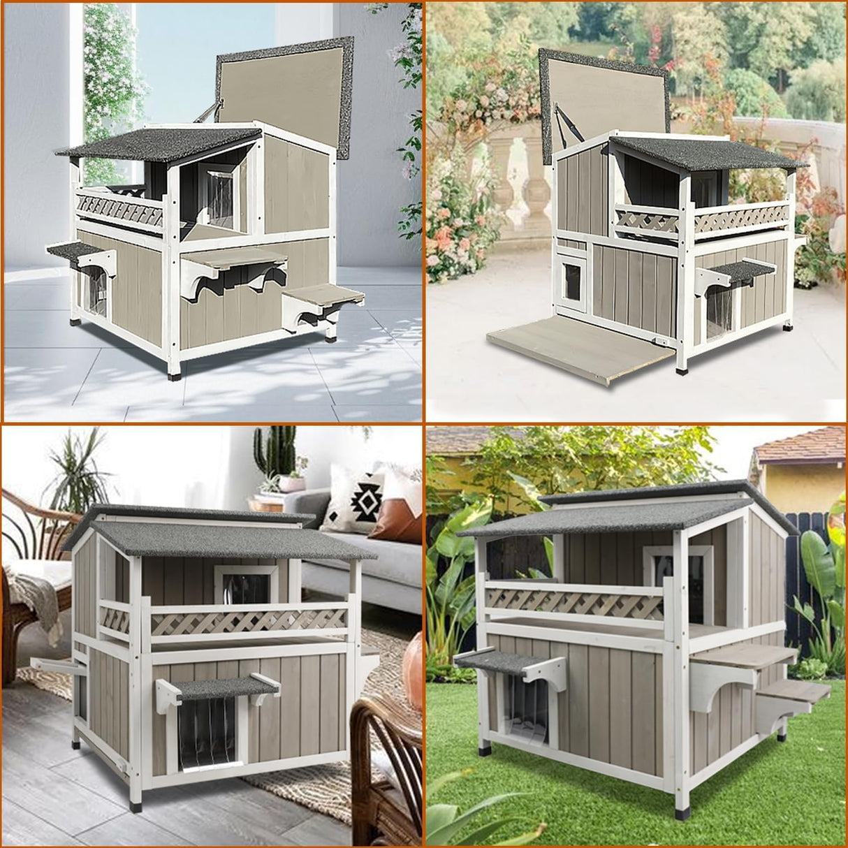 Casa para Gatos Exterior, Refugio Feral, Dos Pisos, Modelo 2023