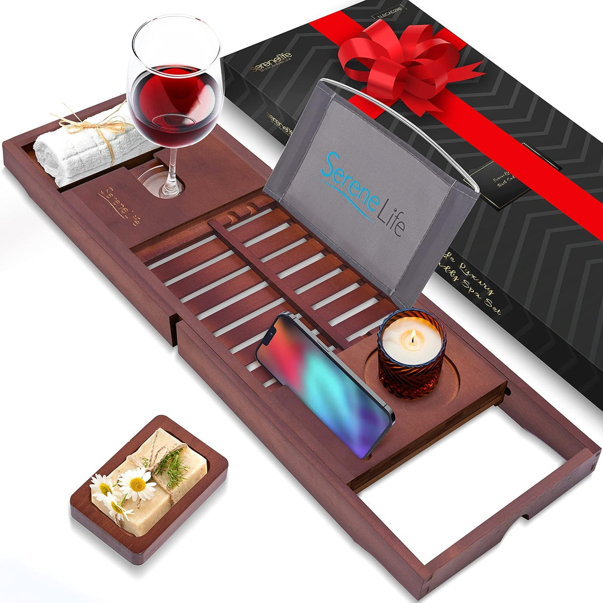 Organizador de bañera de bambú SERENELIFE SLBCAD29B