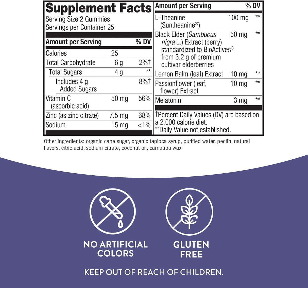 Sambucus Sleep + Gomitas de apoyo inmunológico L-teanina 50u