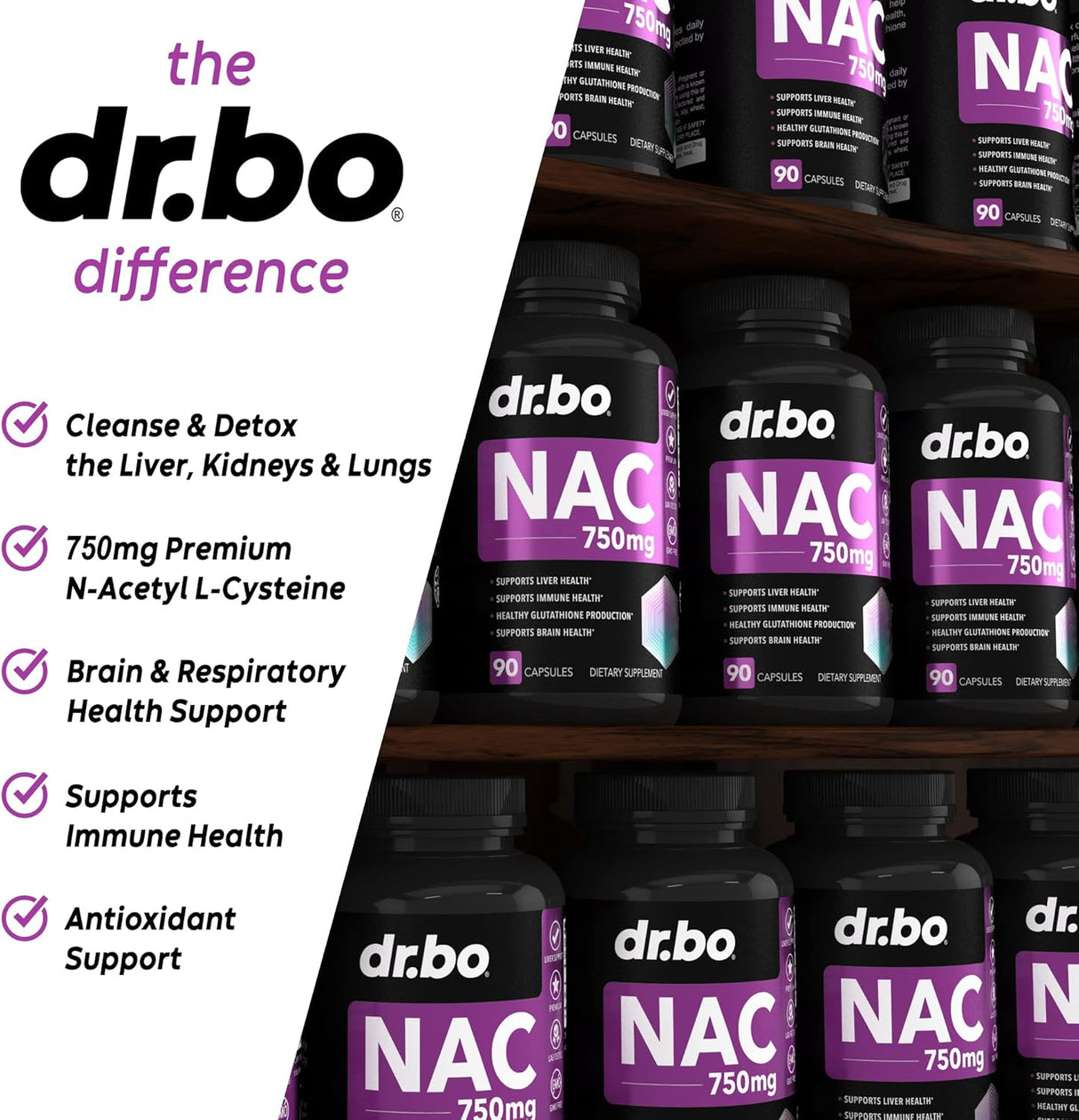 Suplemento NAC Píldoras N-acetil cisteína de vitamina pura