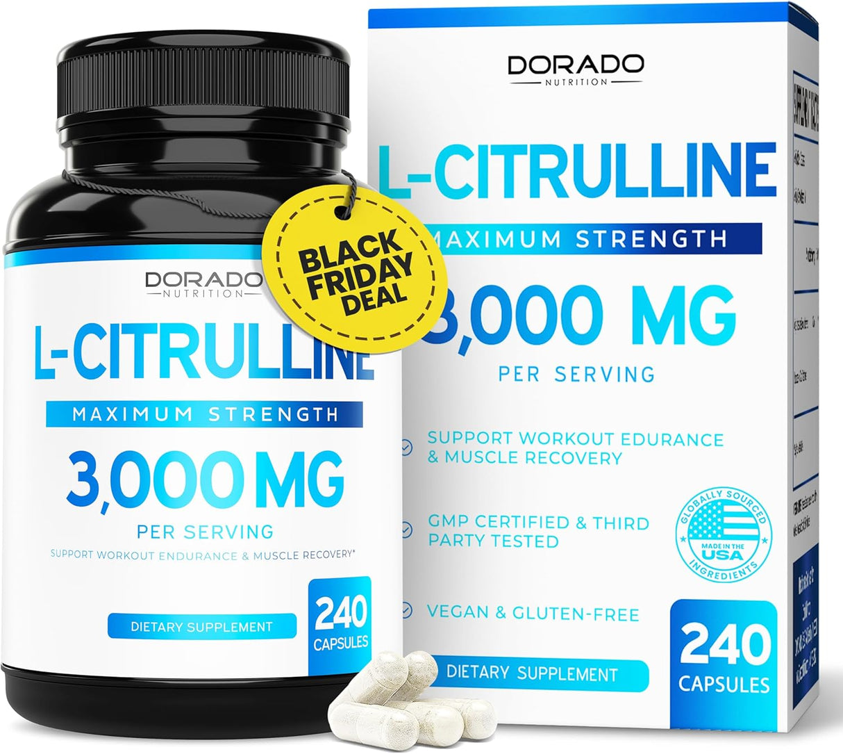 Suplemento L-Citrulina 3000mg - Aumenta Rendimiento NO 240Caps