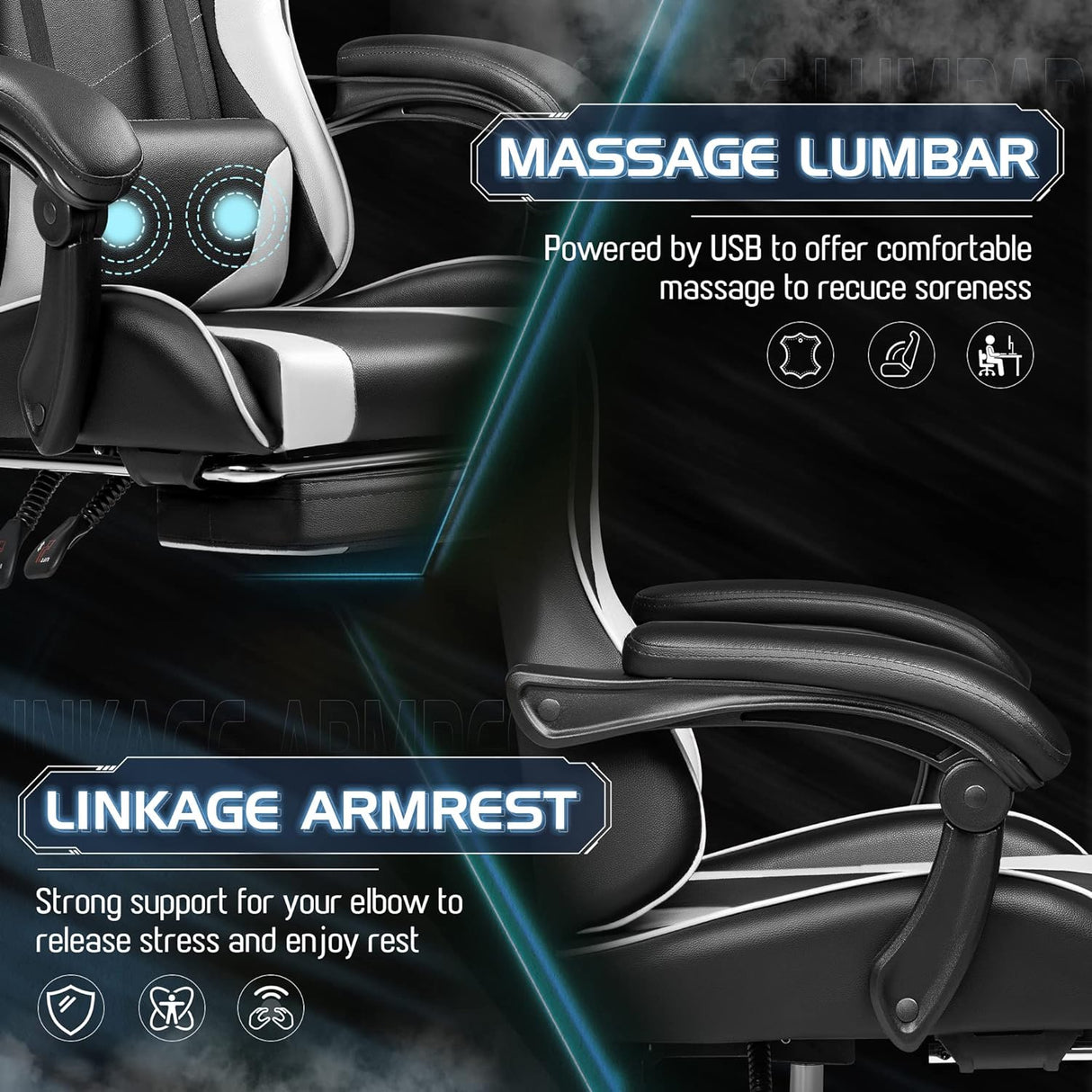 Silla Gamer con reposapiés y es ergonómica 0164-2 Homall