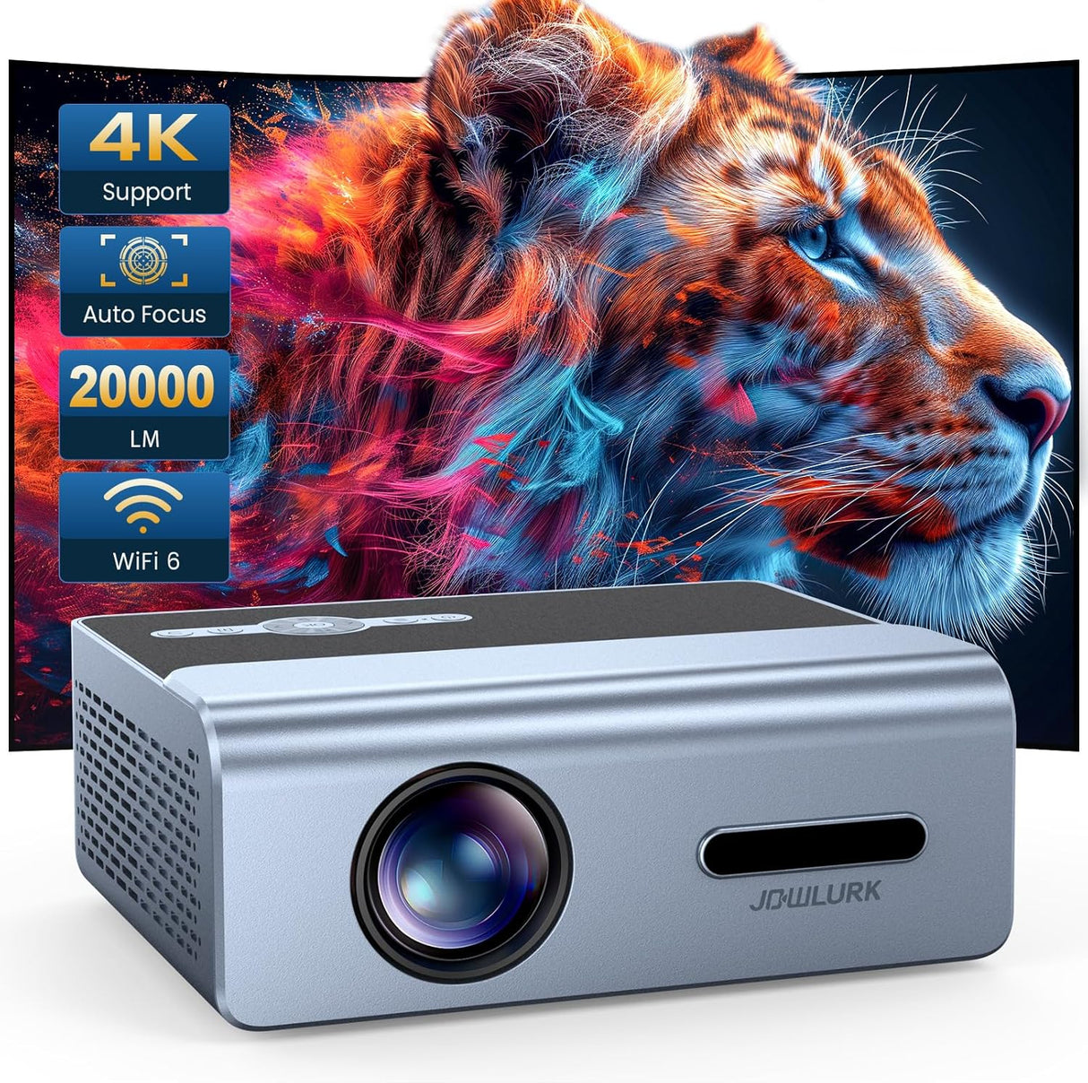 Proyector JOWLURK 20000L 4K Wifi Bluetooth, Auto Keystone