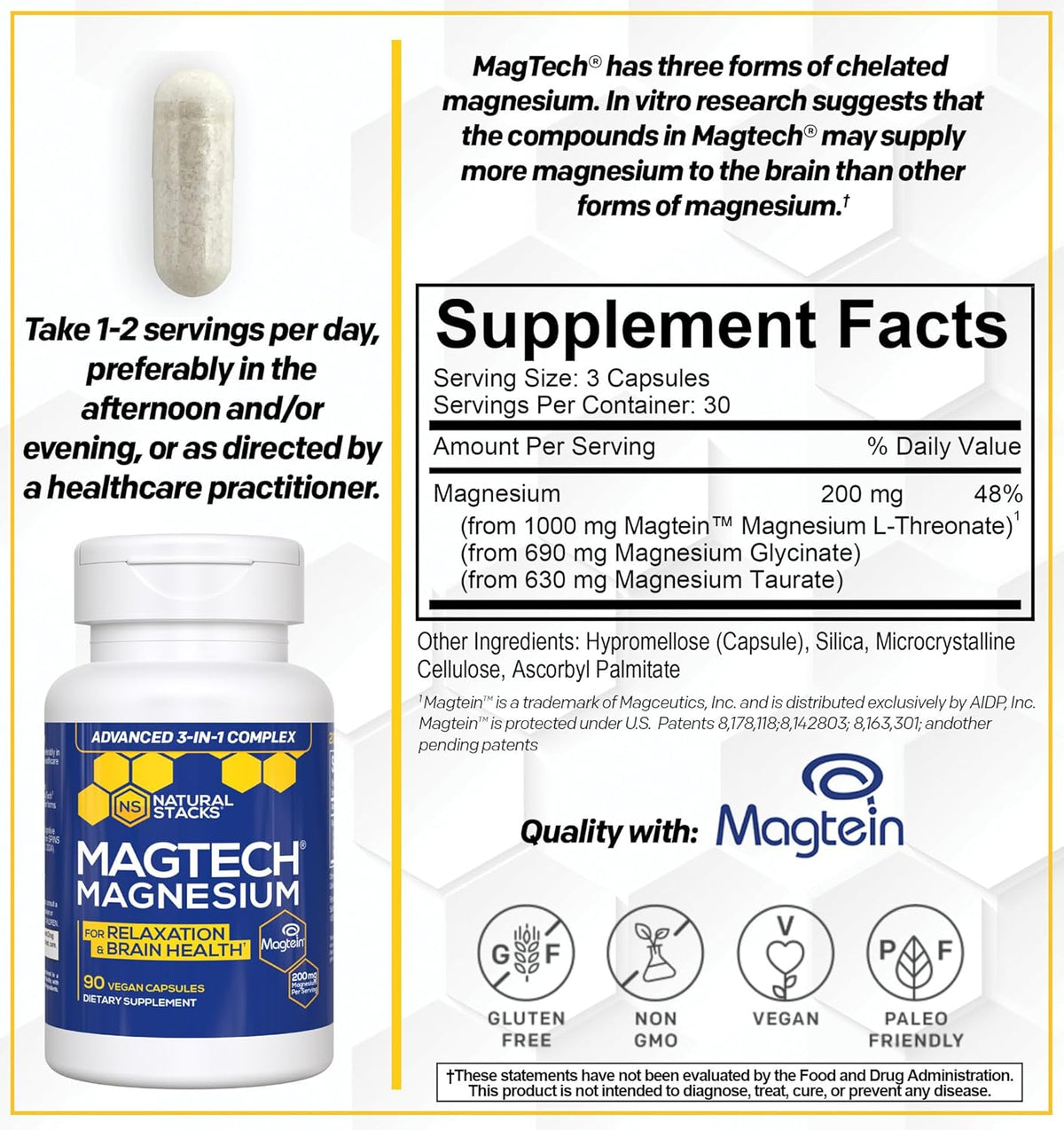 MagTech Suplemento de Magnesio 3 Formas 90 Cápsulas