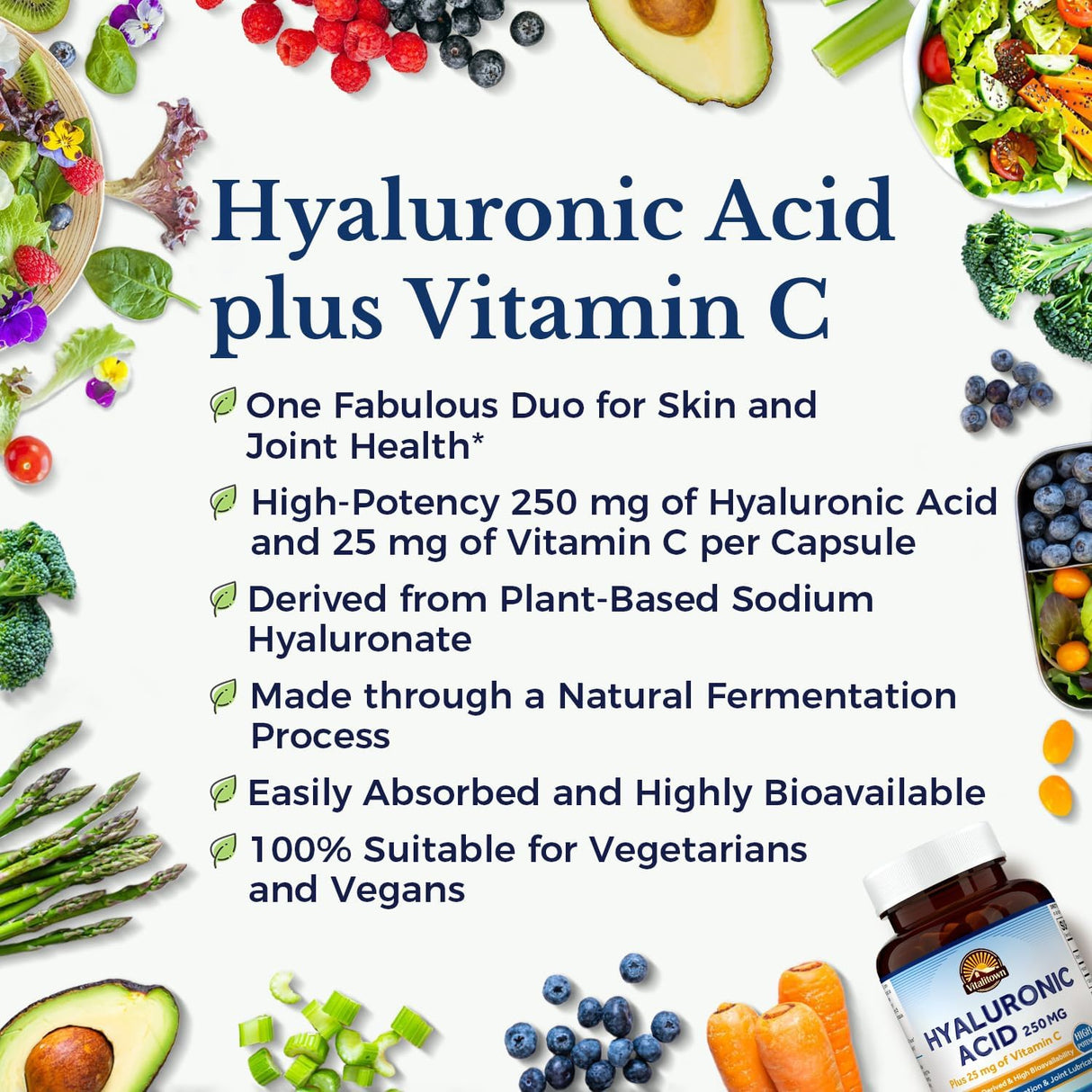 VITALITOWN Ácido hialurónico 250 mg de vitamina C