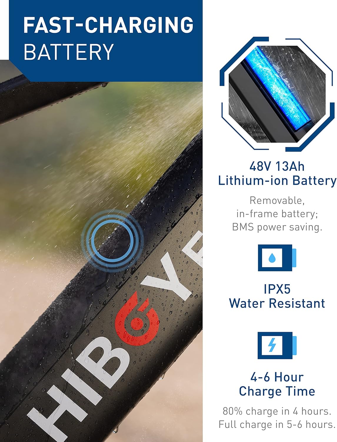 Bicicleta eléctrica Hiboy P6, 1000W, 62.1 millas, 26” fat tire