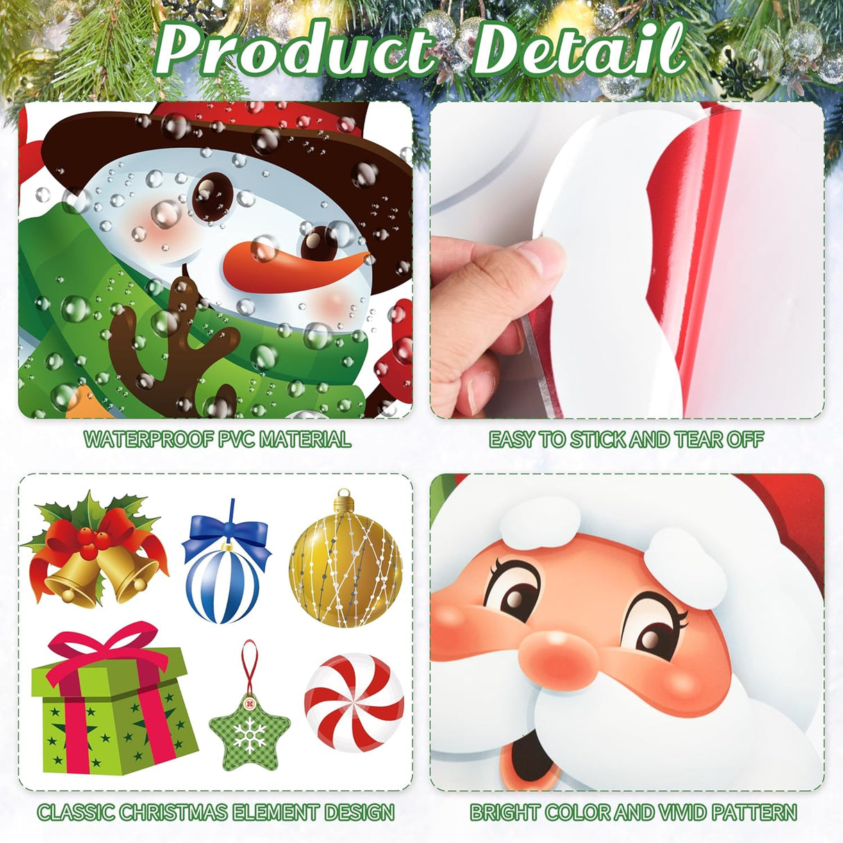 Pegatinas de Navidad para Puerta, Decoración Festiva Grande 44.88x11.81