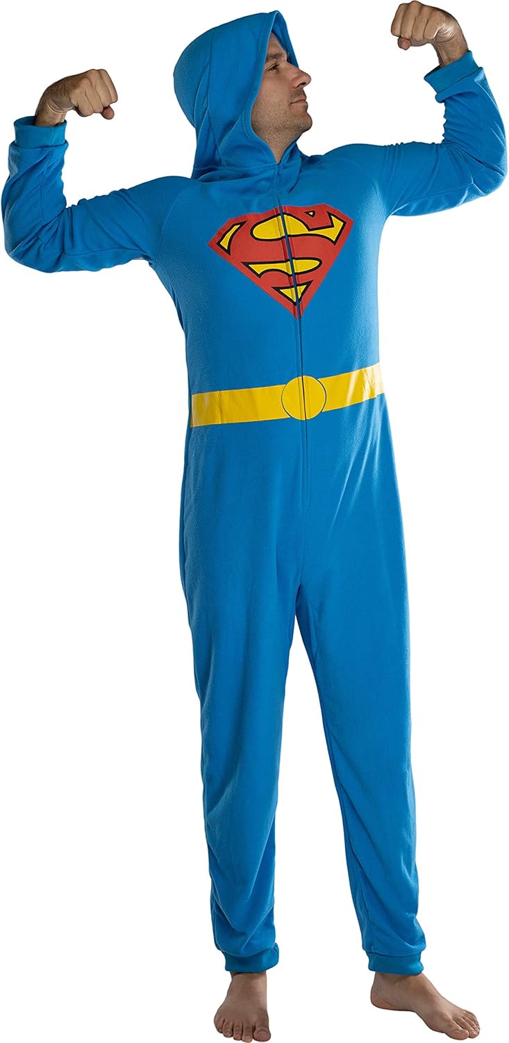 DC Comics -sUPER MAN Disfraz de superhéroe con capucha para hombre, Multi