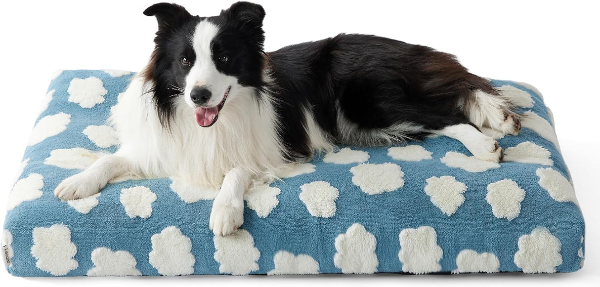 Cama para perros de espuma triturada gruesa para perros azul