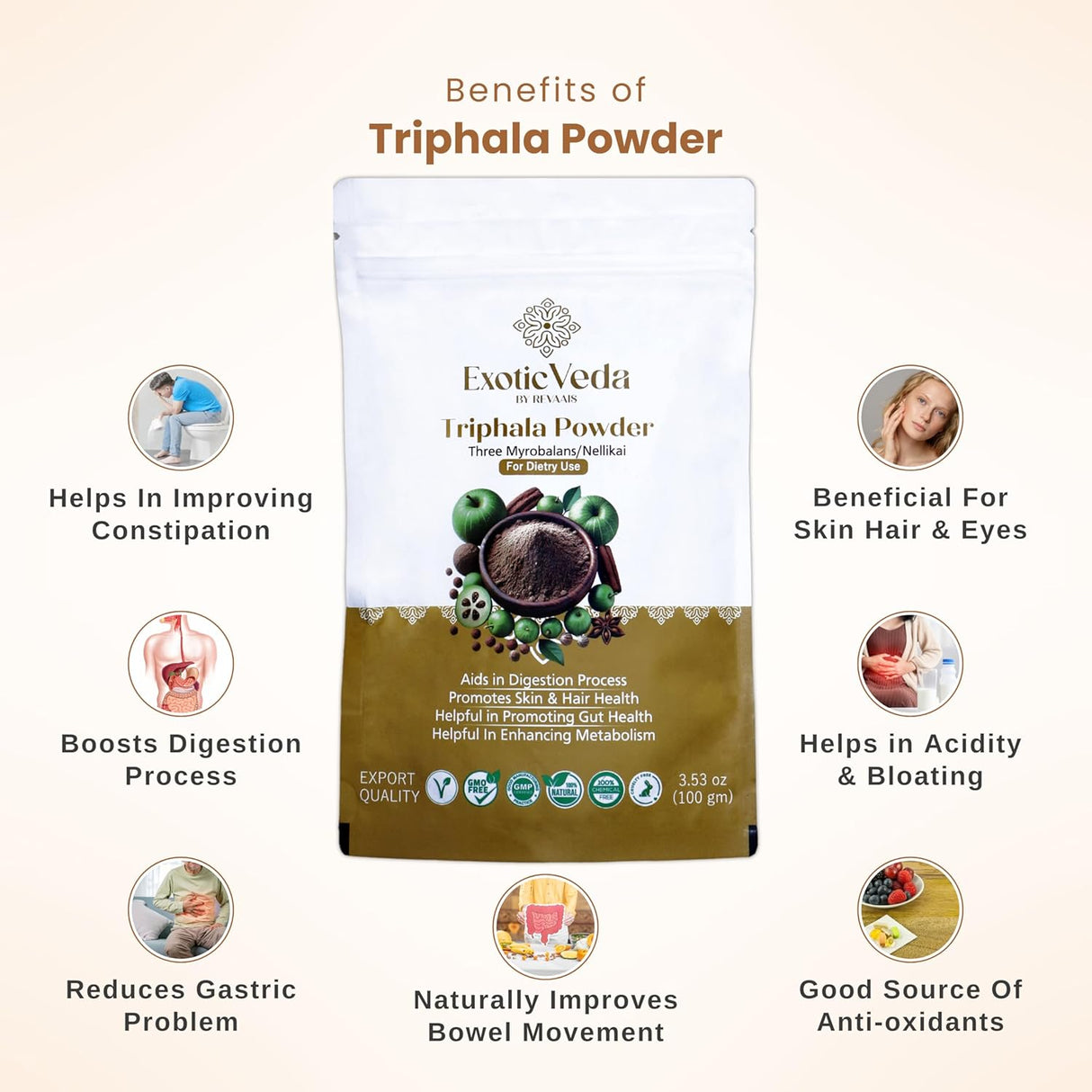 Polvo Orgánico de Triphala - Organic India - 100g Detoxificante