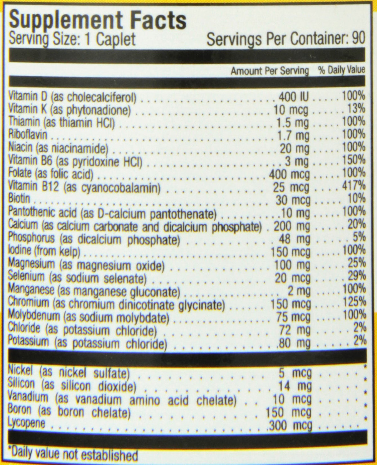 2 Multivitamínico sin betacaroteno complementario