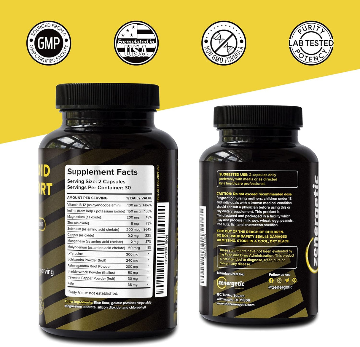 Suplemento de apoyo tiroideo con L tirosina y yodo │ Enfoque