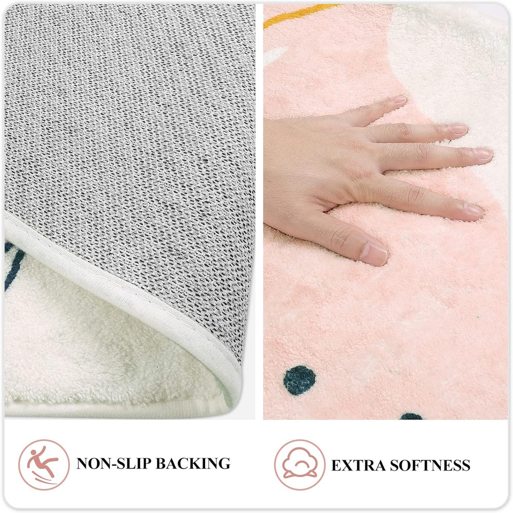 Alfombra rosa lavable para sala de estar, Rosa Lahome
