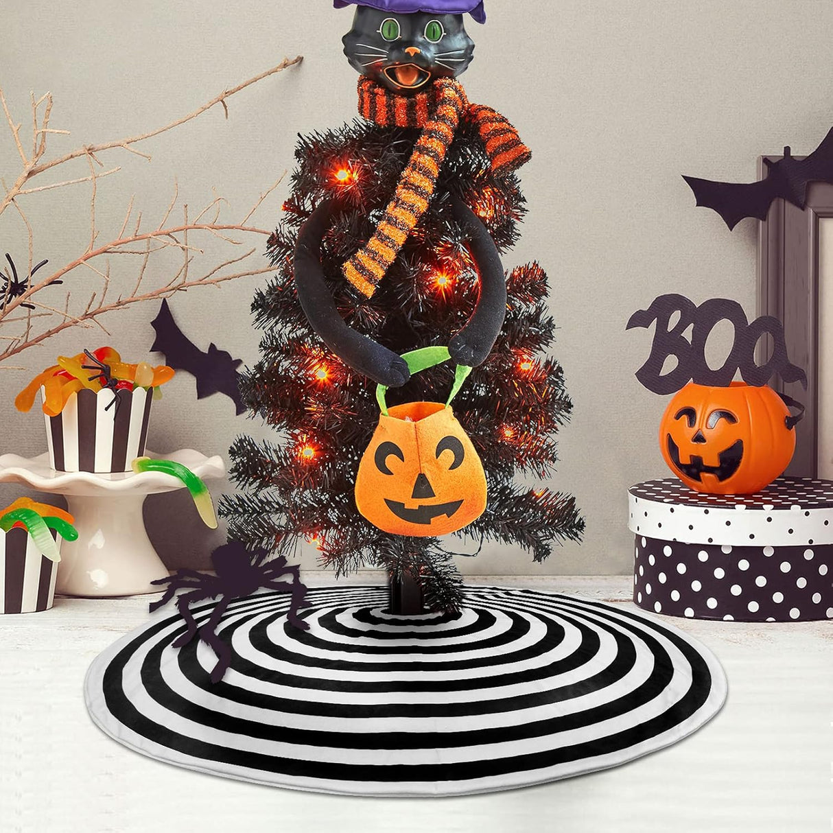 Funda para árbol de Navidad Yuboo, 48 pulgadas, diseño espiral