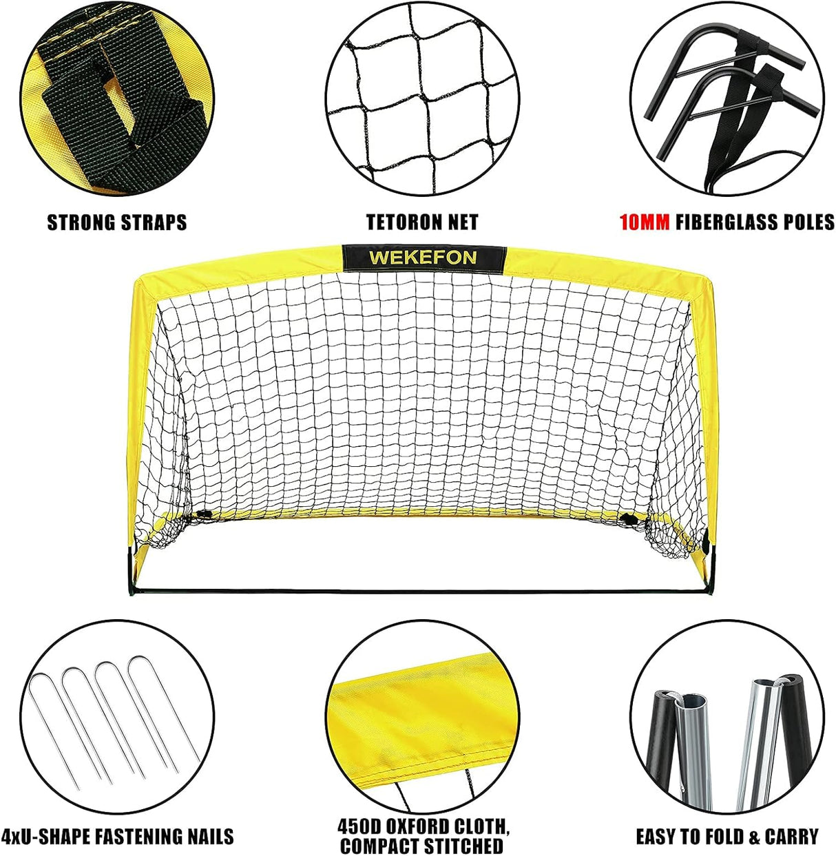 WEKEFON Red de fútbol portátil con bolsa de transporte