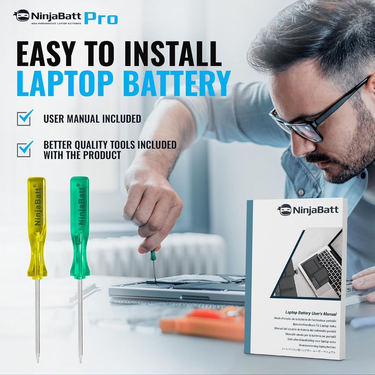 Batería duradera para HP Pavilion serie 15 HT03XL NinjaBatt