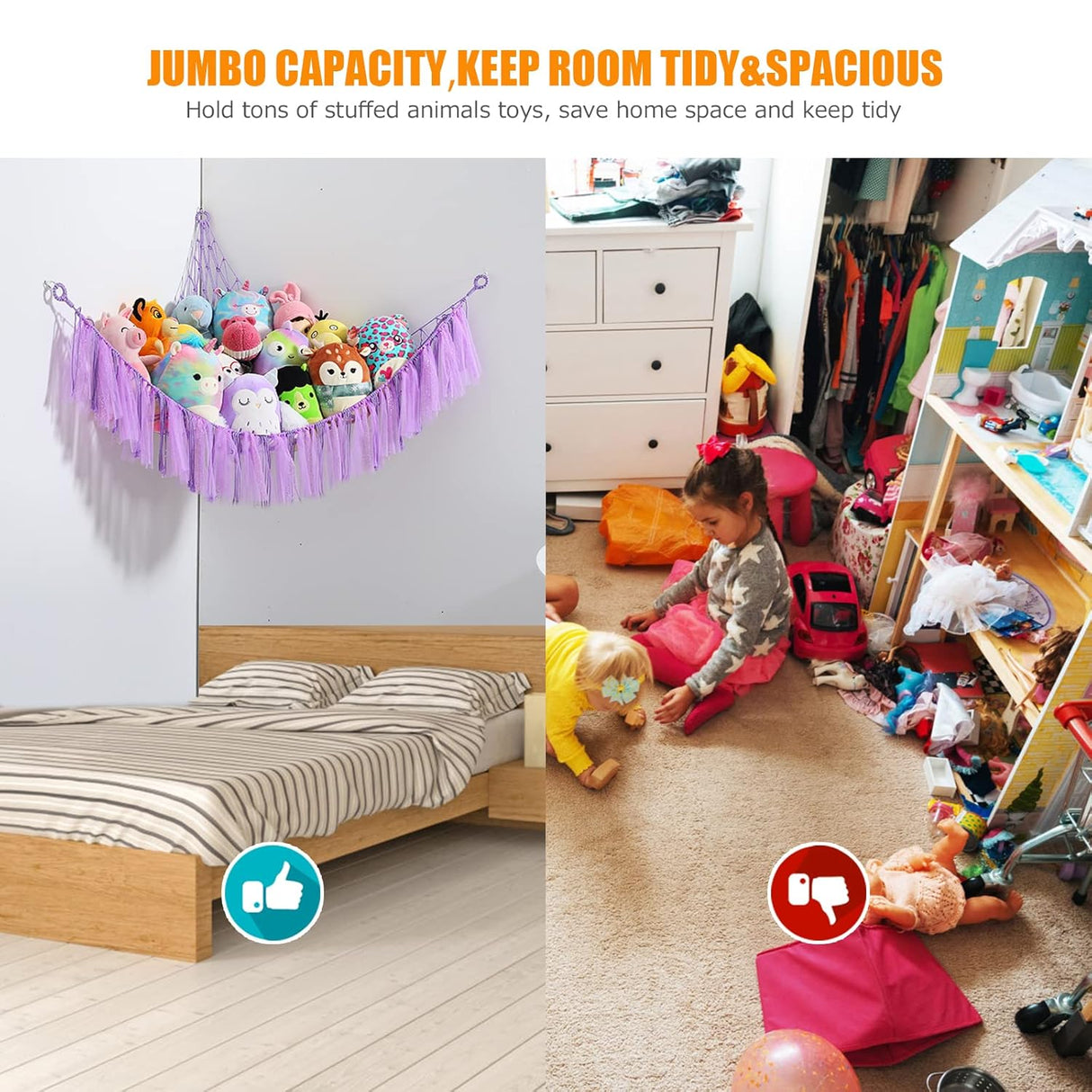 Hamaca de Almacenamiento de Peluches, Boho, Macrame, Modelo Net