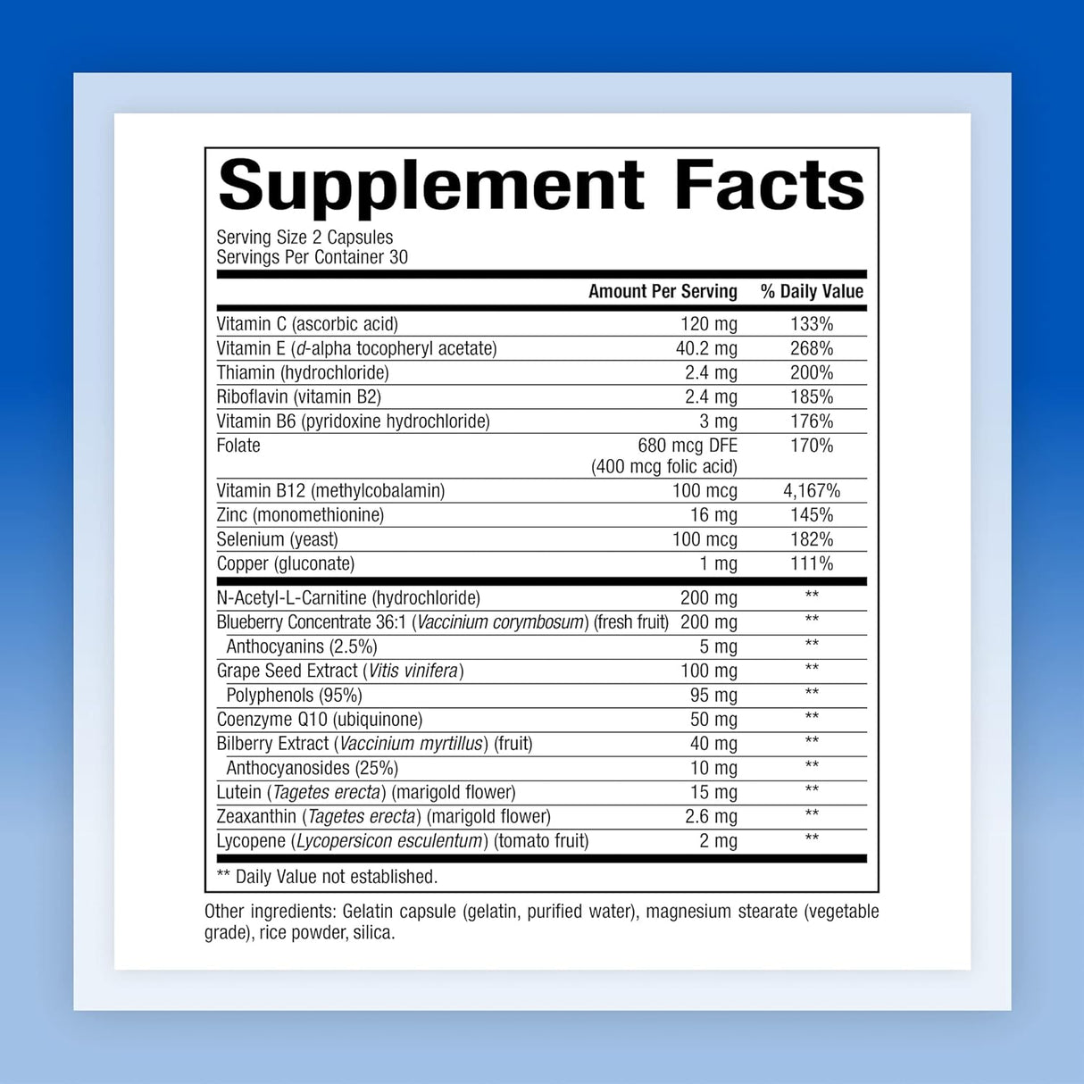 Suplemento Factores oculares avanzados apoyo antioxidante