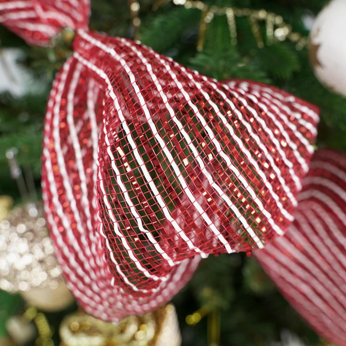 MEEDEE 10 Deco Mesh Navidad 10 Yards para Coronas y Árboles