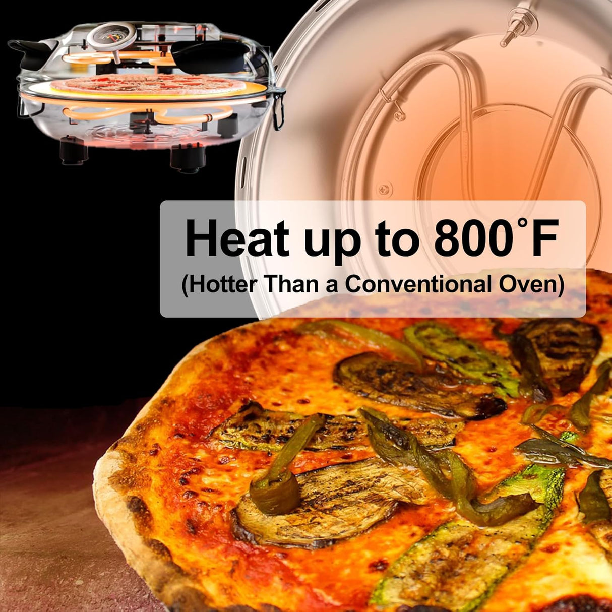 Horno de Pizza Eléctrico 12, 1200W, Upgrade Pizza Oven