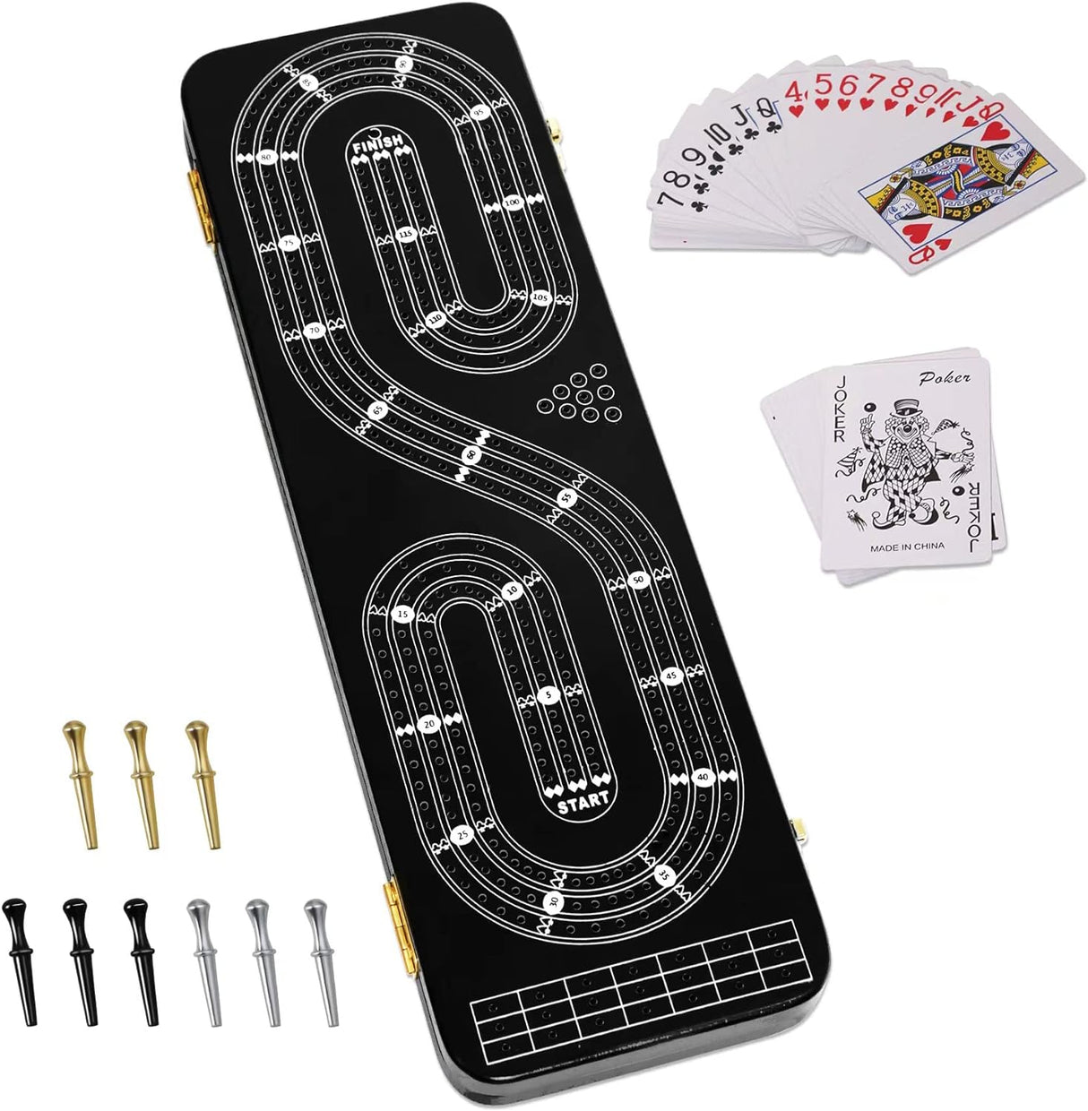 Juego de Cribbage Portátil con 3 Rutas y 9 Pegs, Juego de Mesa
