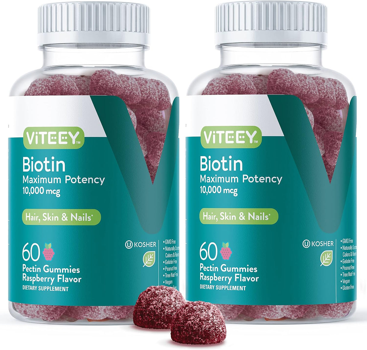 Gomitas de Biotina 10,000 mcg - Vitamina B7, Pectina, Vegano