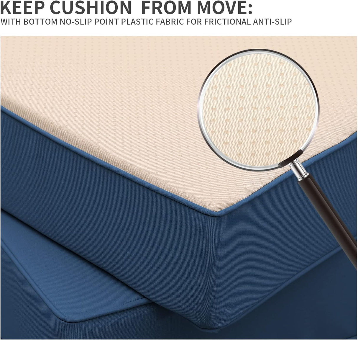 Valita Juego de muebles de mimbre de polietileno para exteriores, sofá seccional de ratán negro con cojines lavables azul marino