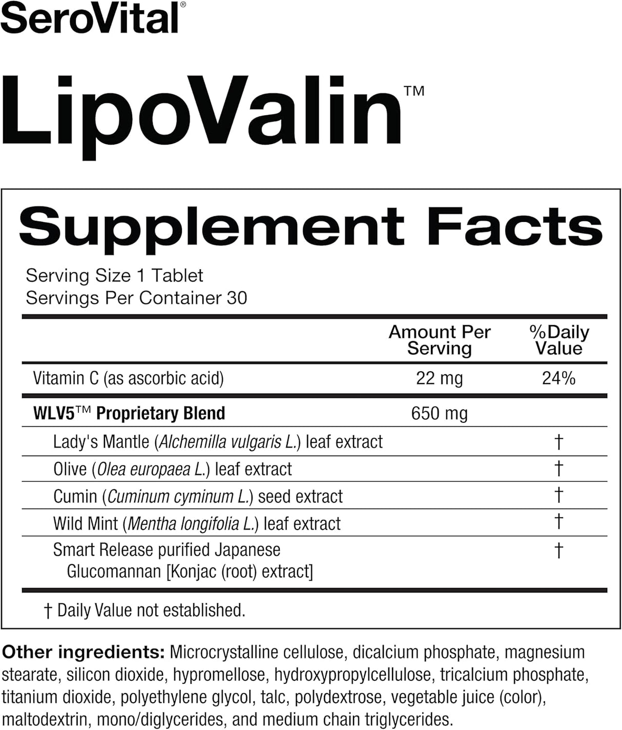 Suplementos Serovital® LipoValin Píldoras de pérdida de peso