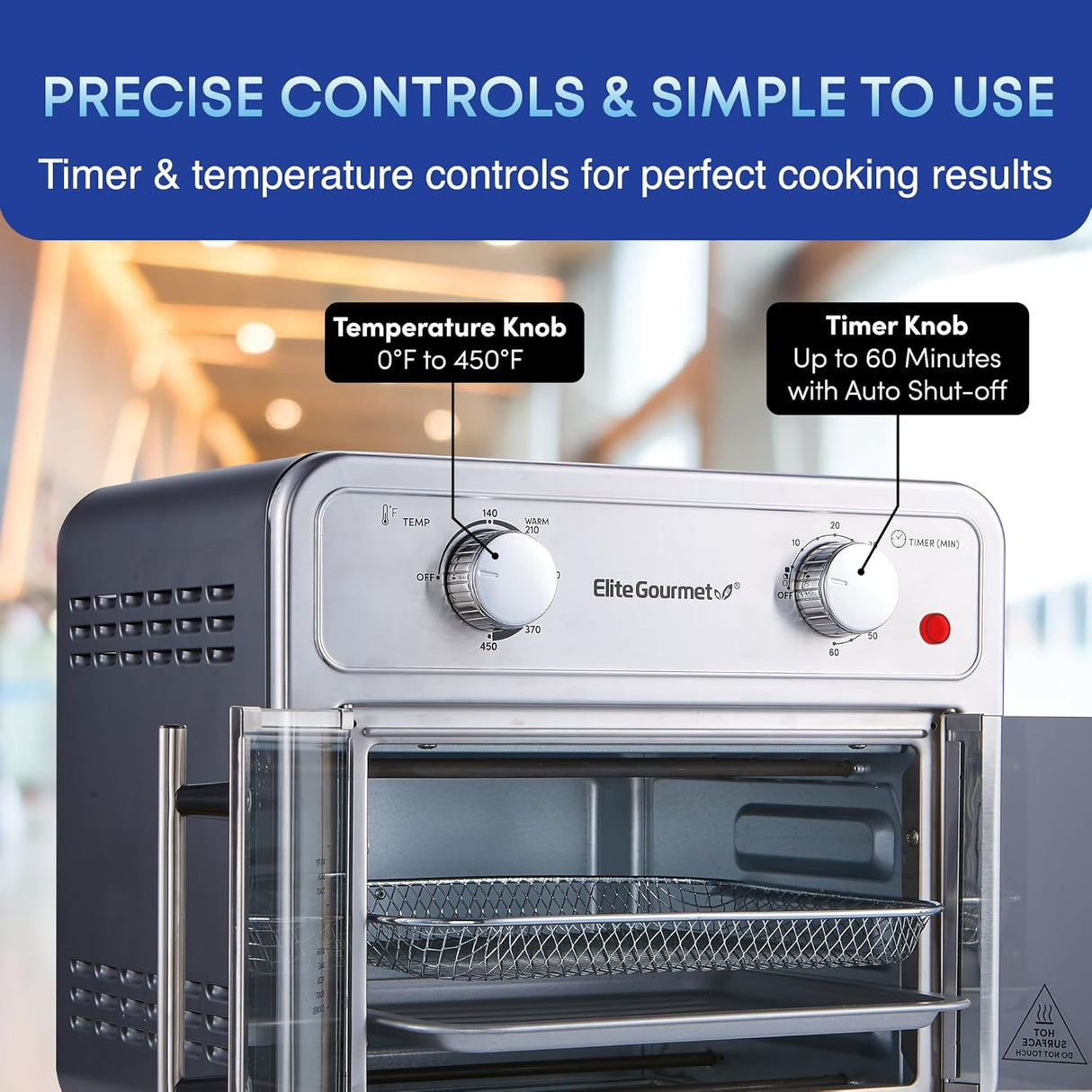 Elite Gourmet EAF1222SS - Horno freidora de aire con puertas