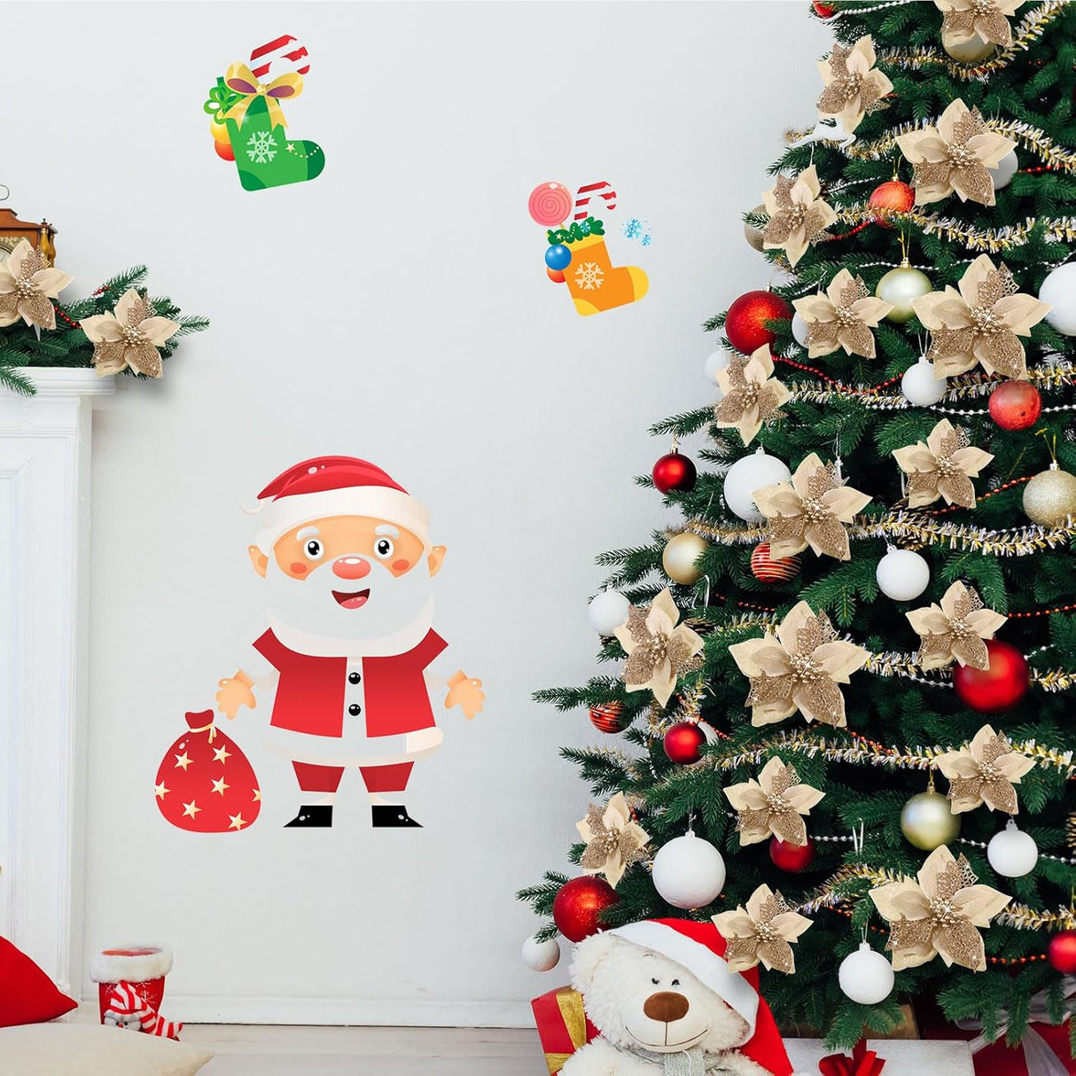 Flores Artificiales de Poinsettia WILLBOND 36 Piezas Decorativas