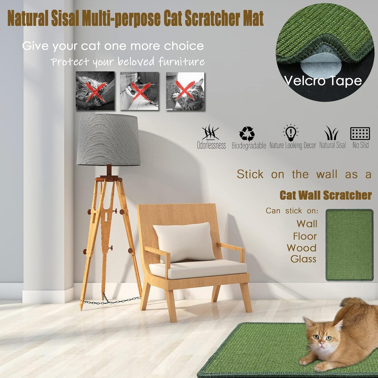 Alfombrilla de sisal para gatos color verde