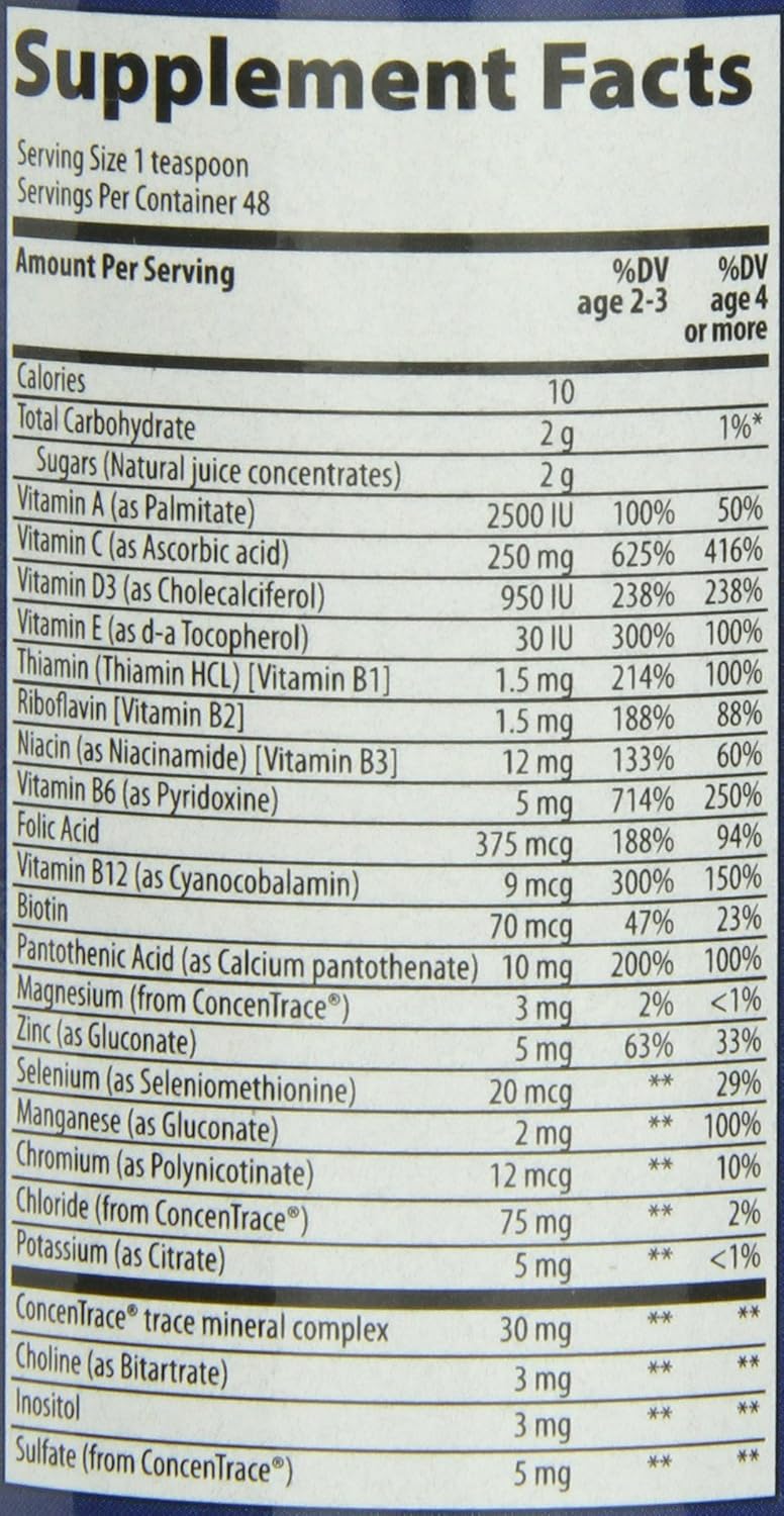 Suplemento multivitamínico líquido para niños vitamina C