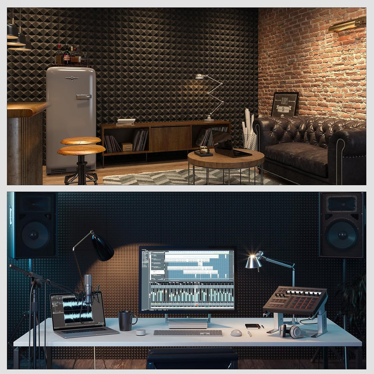 Paneles acústicos JBER 24Pack, 2 x 12, autoadhesivos