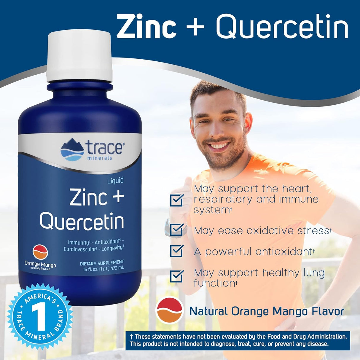 Suplementos Zinc líquido + quercetina 25 mg función inmune