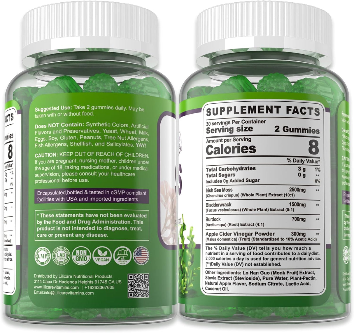 Gomitas de Sea Moss Irish para adultos y niños, 2 pack