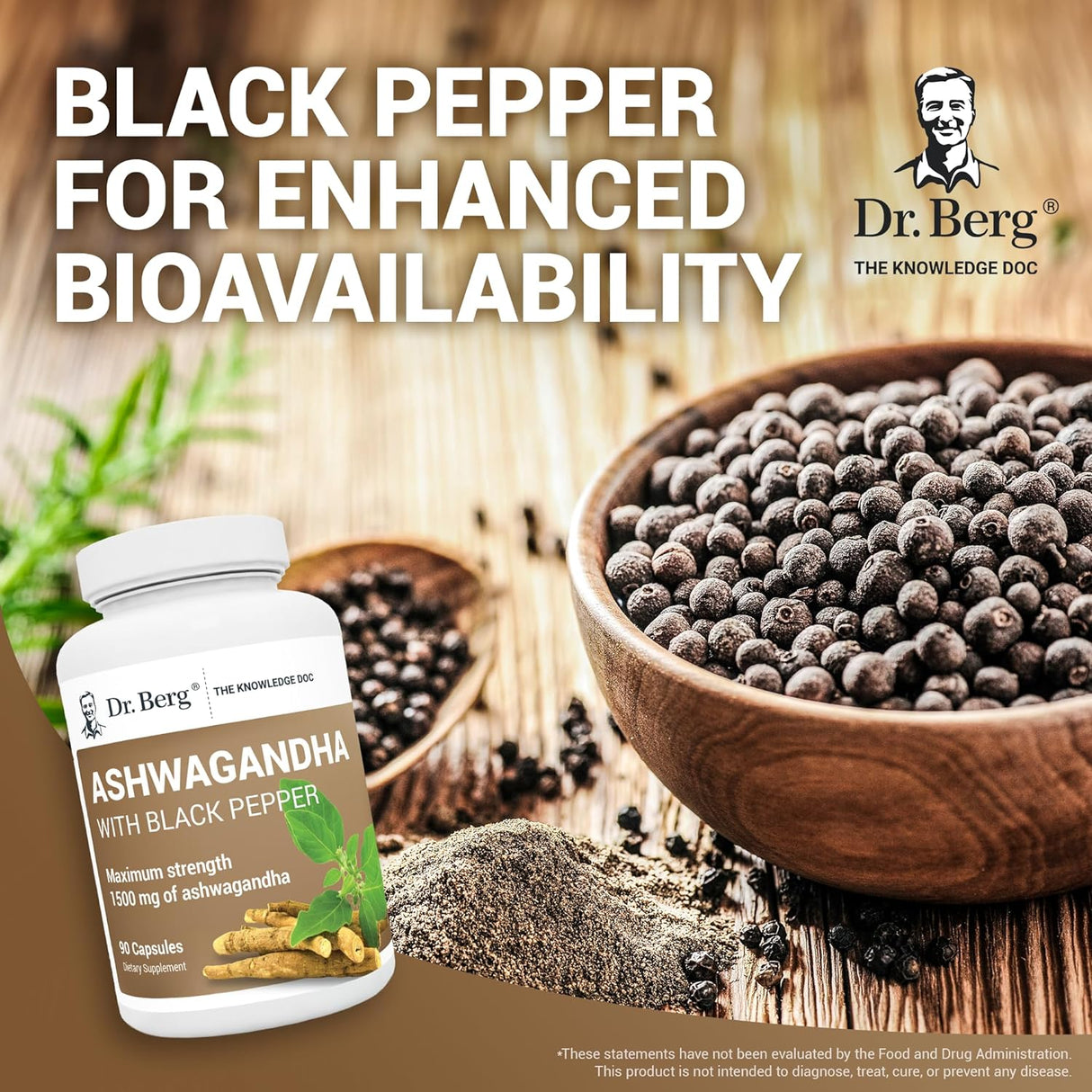 Dr. Bergs Ashwagandha con suplemento de pimienta negr 90cáp
