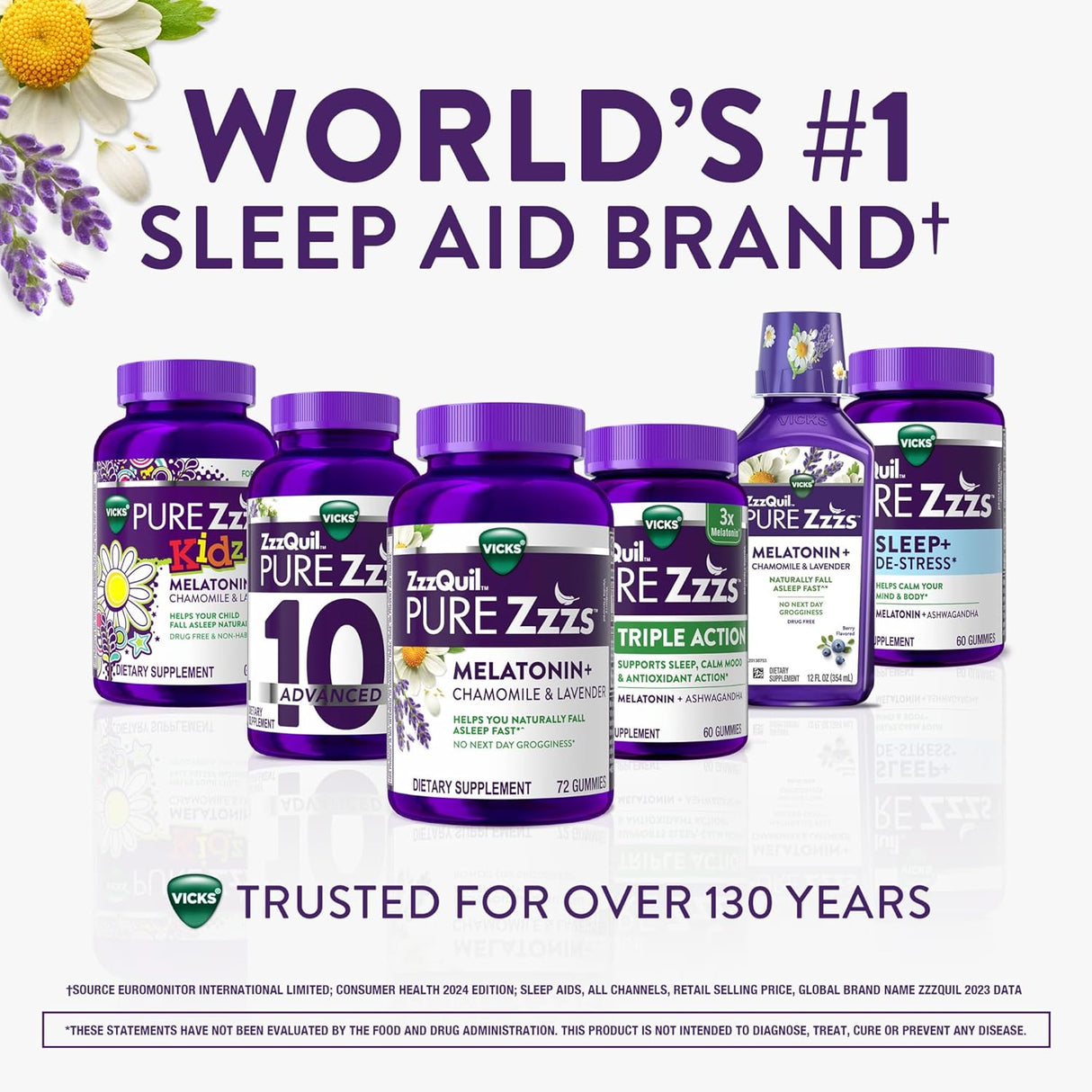 ZzzQuil PURE Zzzs Gomas Calmantes con Ashwagandha, 42 u