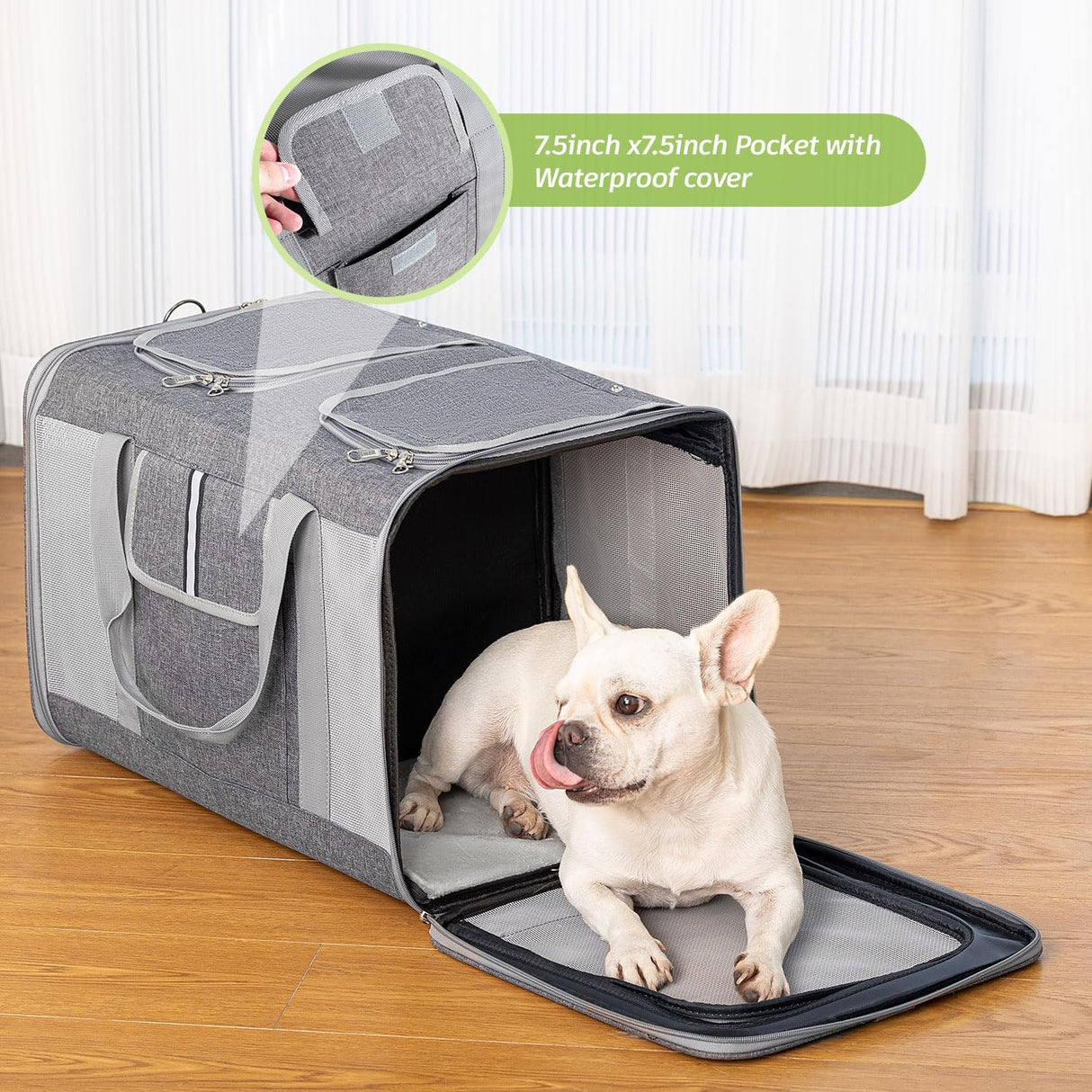 Transportadora Sedioso para 2 Gatos, Ventilación, 38lbs, 21.7in