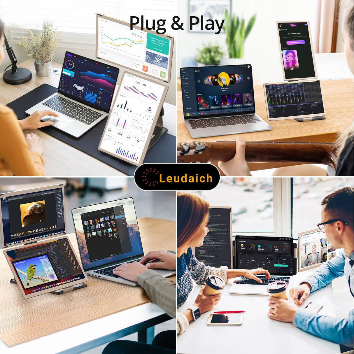 Extensor de pantalla 15.6'' portátil, 1080P, rotación 360°