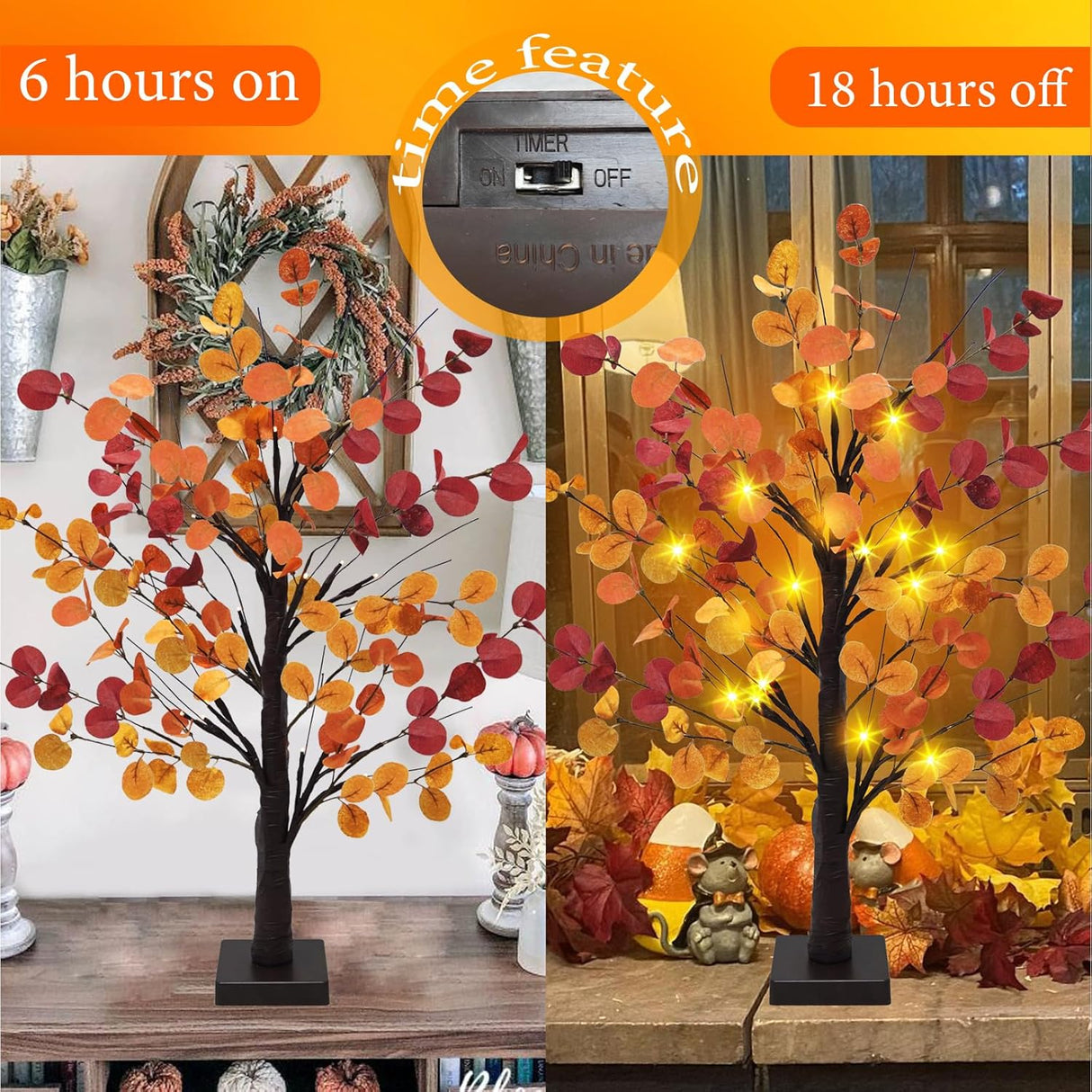 Árbol de Eucalipto Artificial con Luz LED - Decoración Otoño