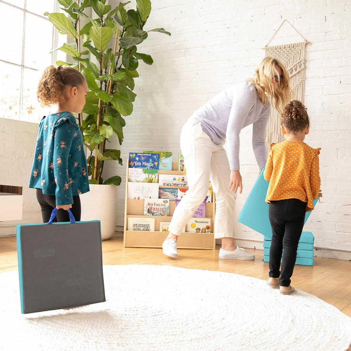 ECR4Kids SoftZone - Cojines de suelo, cuadrados, asientos flexibles, espuma de mar, 6 piezas