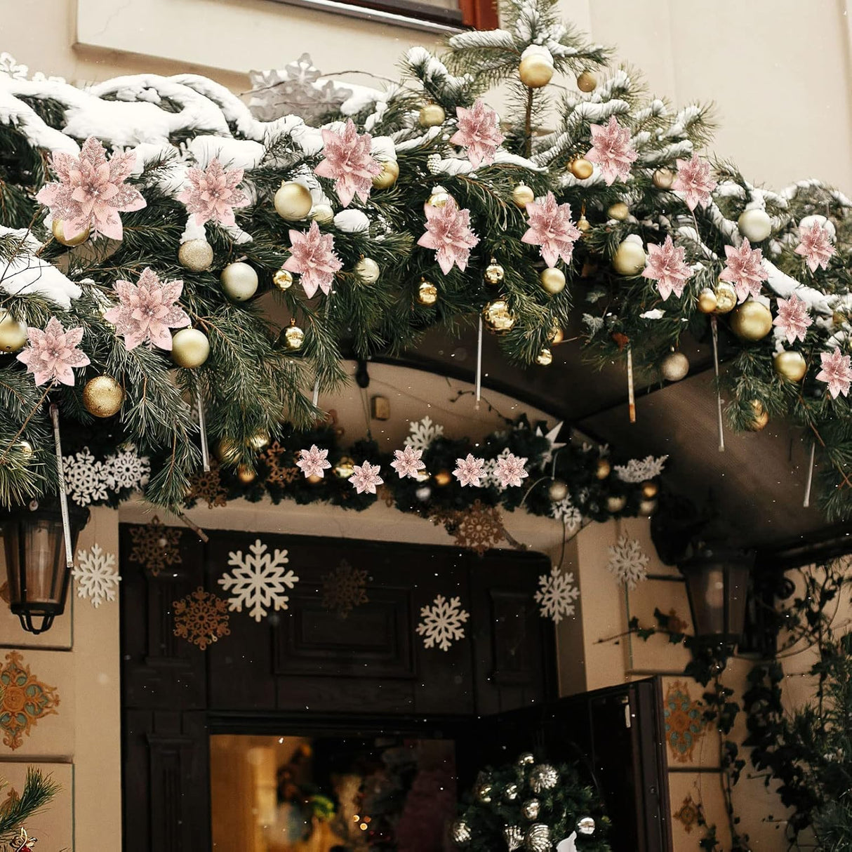 36 Pzs Poinsettias Artificiales con Clips para Decoraciones Navidad