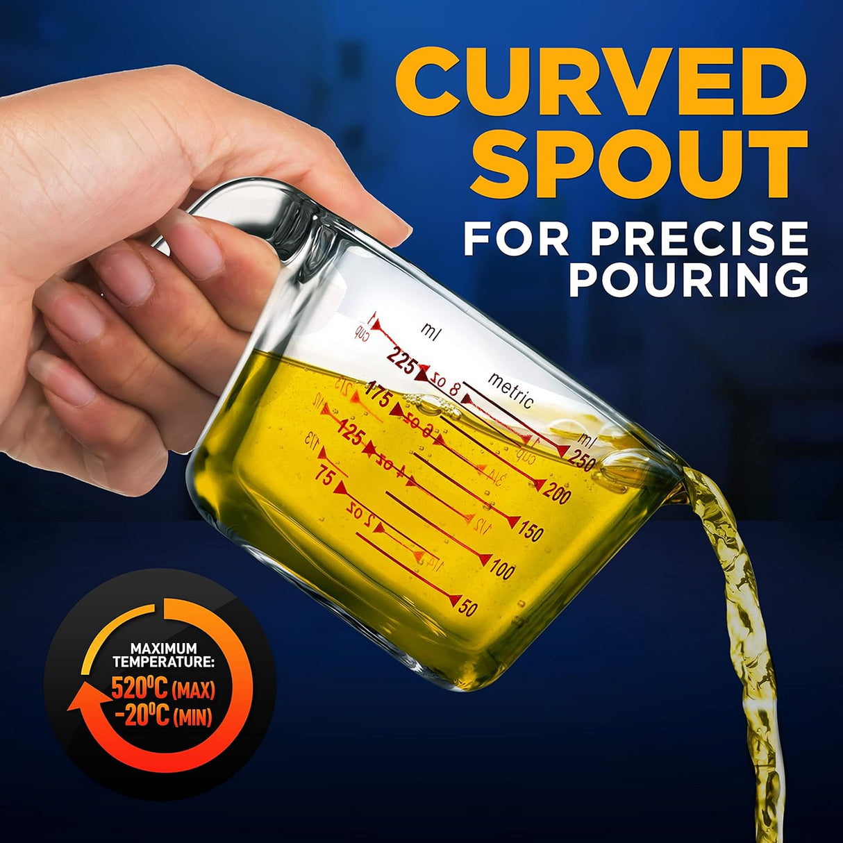 Vaso medidor de vidrio NutriChef 8.5 oz NutriChef