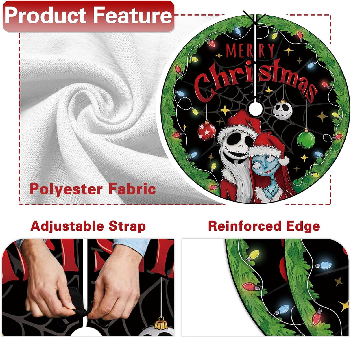 Funda de Árbol de Navidad Jack Skellington y Sally 48 Pulgadas