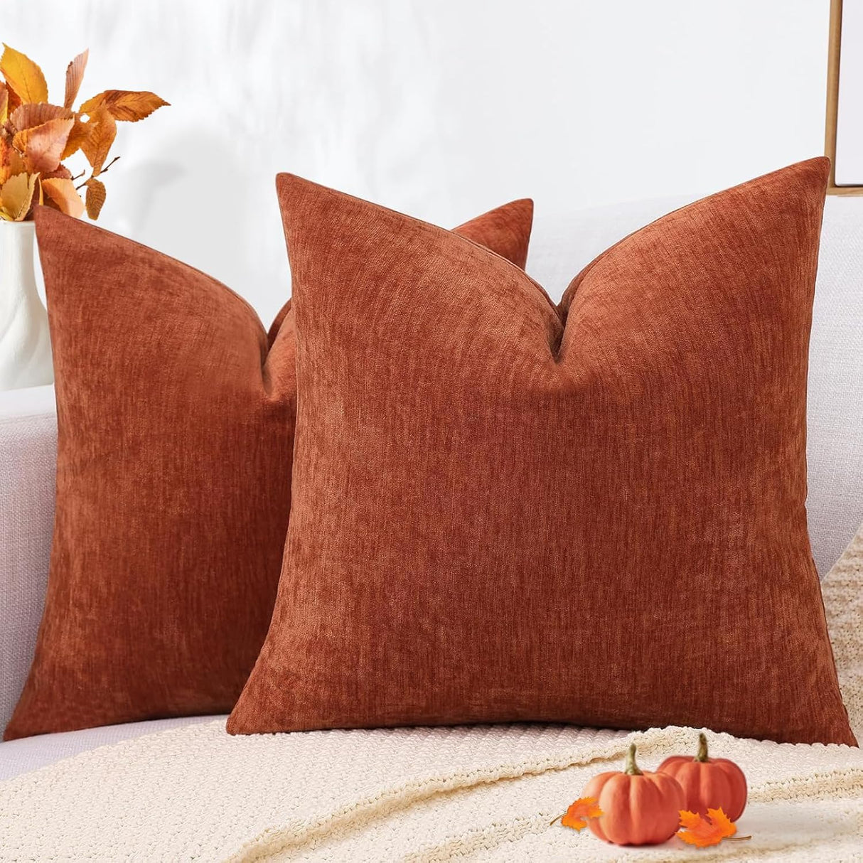 Funda de cojín decorativa decorUhome, chenilla suave, 18x18, 2pzs