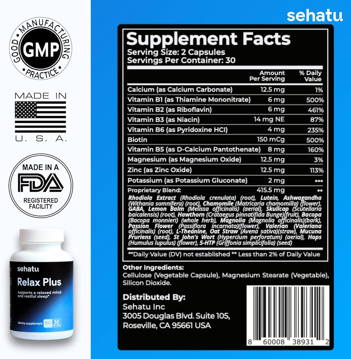 Suplemento para aliviar el estrés con GABA Ashwagandha