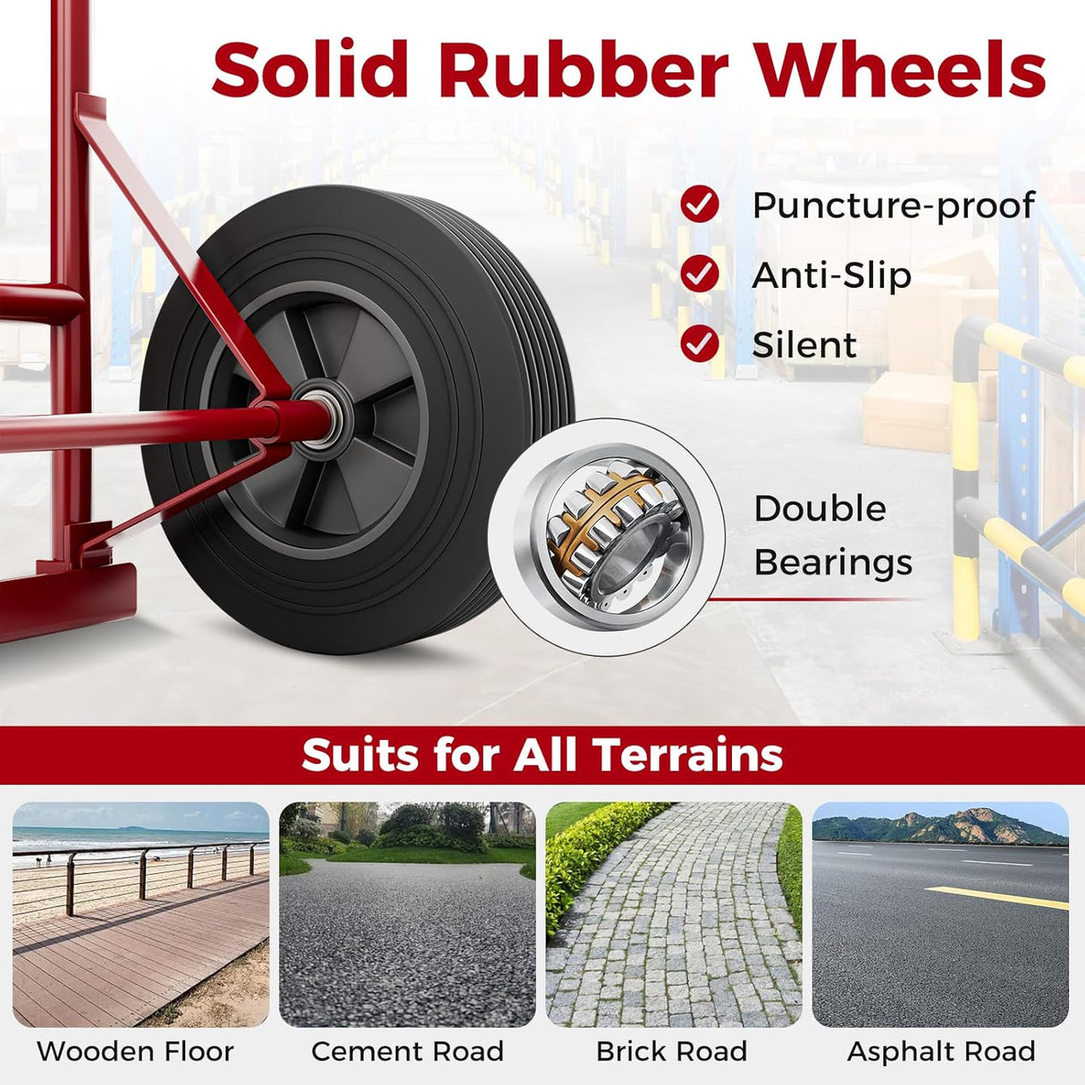 Carretilla Goplus, P-Handle, 660 lbs, Ruedas de 10”, Modelo P