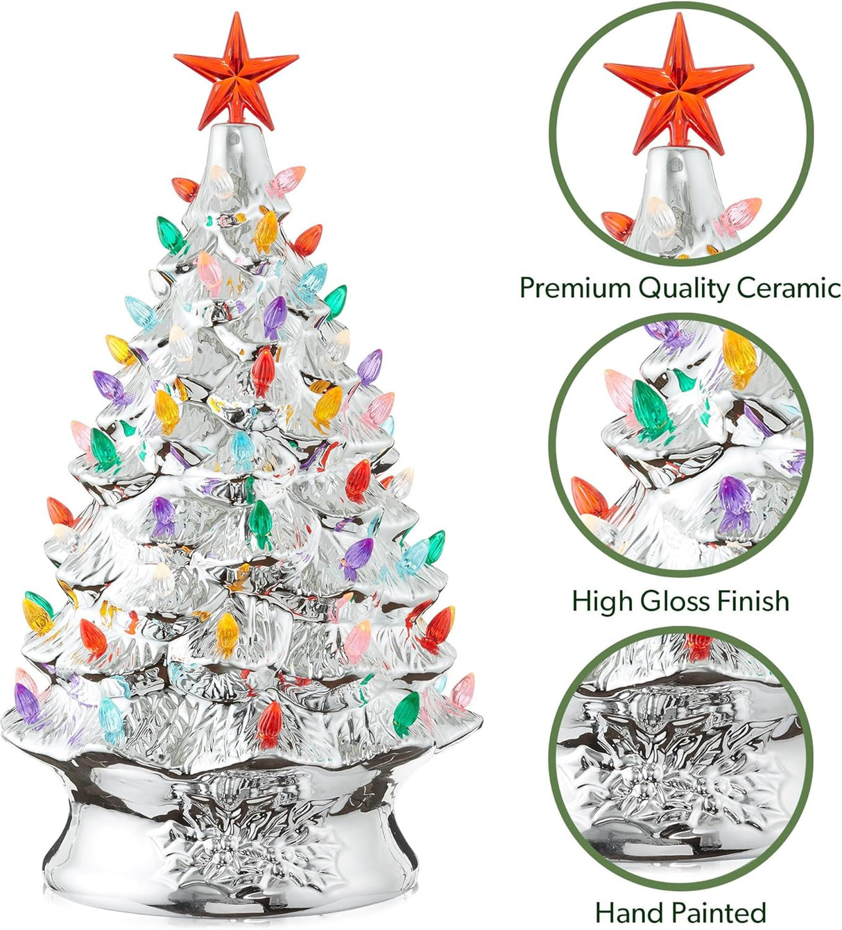 Árbol de Navidad Cerámico Casafield, 24 Pre-Lit, 148 Luces