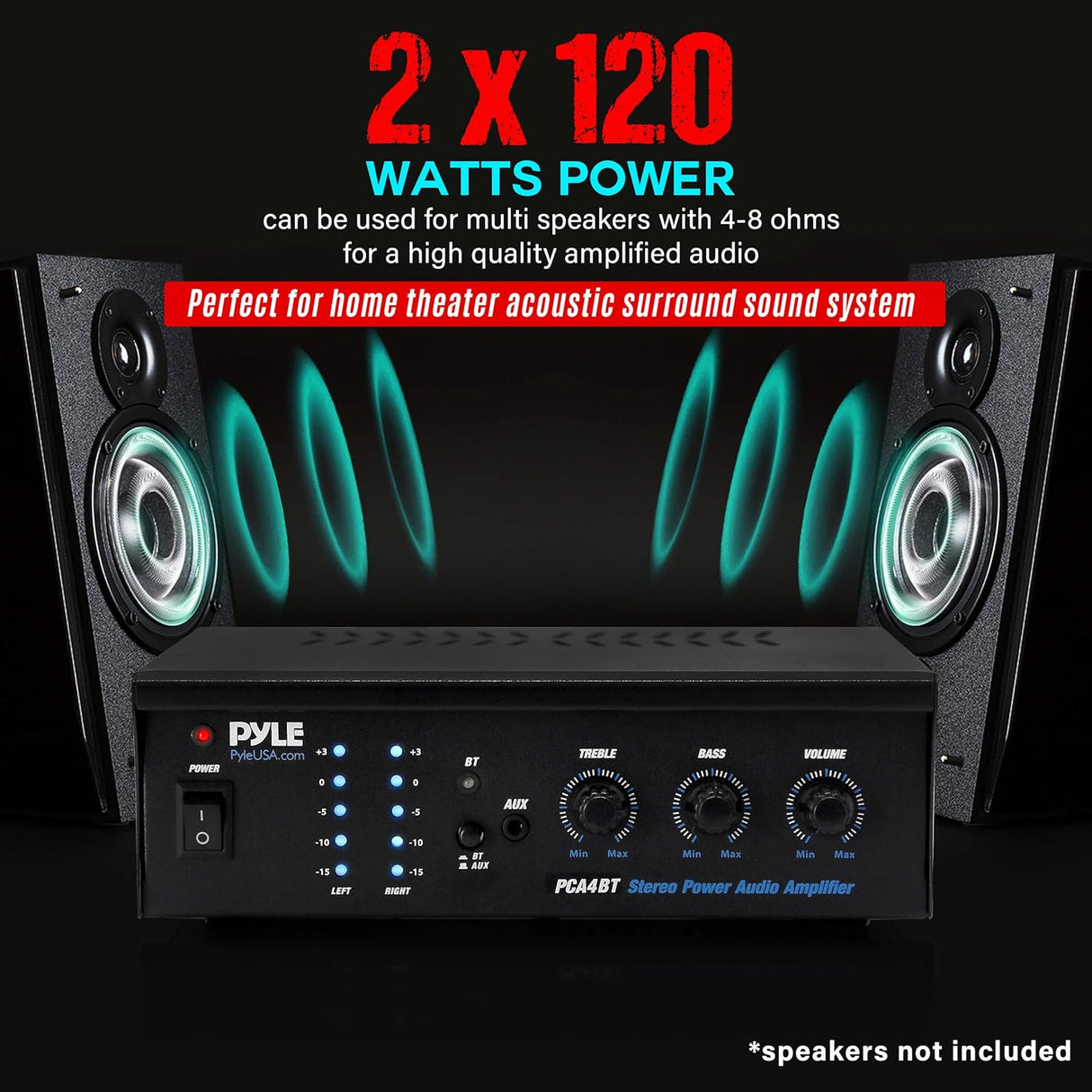 Amplificador estéreo inalámbrico PYLE-HOME PCA4BT